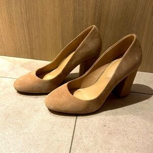 Aldo Camel Suede Block Heels